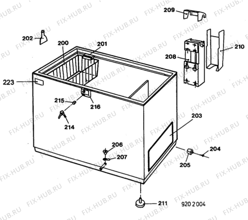 Взрыв-схема холодильника Faure FCH425W - Схема узла C30 Cabinet/interior B